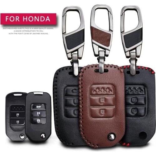 Leather Car Key Case Cover For Honda Accord FIT Crosstour HRV CRV Odyssey Civic Spirior Protection Key Shell Skin Bag Only case