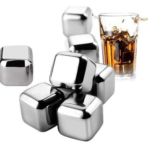 Whiskey Stones Ice Cubes, Stainless Steel Ice Cube Reusable Chilling Rocks For Whiskey Wine Beverage Juice or Soda With New Clip