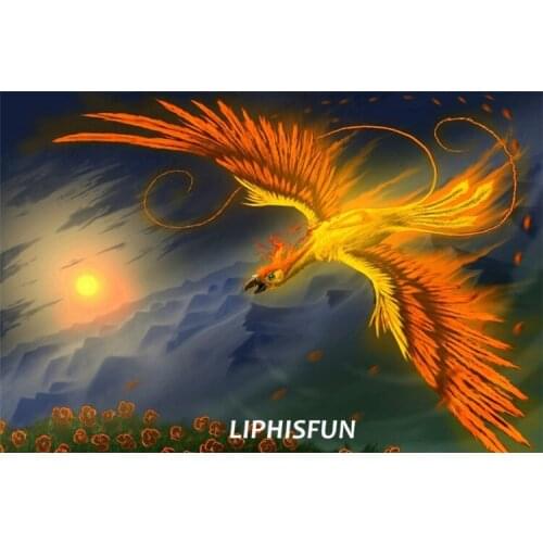 LIPHISFUN Diamond Painting Embroidery Cross Stitch Home Decor Square/round DIY 5D Full Drill Fire Phoenix Animal Fantasy