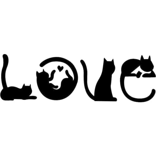 Cat Fight Love Creative Car Sticker Applique Fashion Decorative Applique Personality PVC Anti-UV Waterproof Applique Black/white