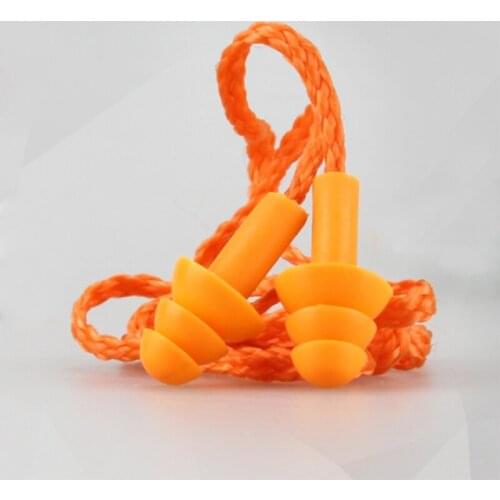 Soft Silicone Wired Ear Plugs Noise Reduction Caps Earmuffs Hearing Protection