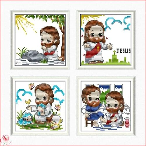Cute Jesus Cross stitch kit 11ct 14ct Counted Printing Pattern Canvas Embroidery Kit DMC Line Number DIY Handmade Needlework set
