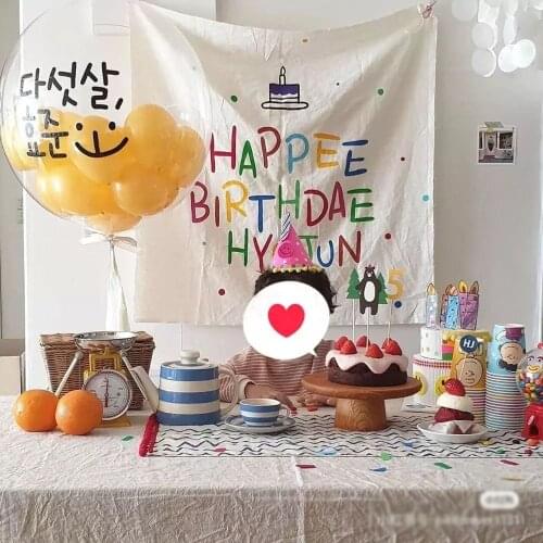 Childrens room wall decoration wall hanging Tapestry ins birthday decoration cotton canvas background