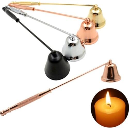 Stainless Steel Smokeless Candle Wick Bell Snuffer Home Hand Put Off Tool Kit Candle Accessories Holder HoldersBell Candle Cover