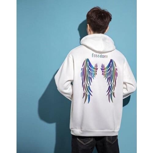 Autumn and Winter Hong Kong fashion brand reflective wing Plush sweater lovers' jacket and super fire jacket