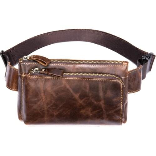 Natural Cowskin Waist Bag Fanny Pack Belt Men Chest Sling Bags Hip Bum Packs Fashion Casual Wild Bag Casual Cross Body Pouch