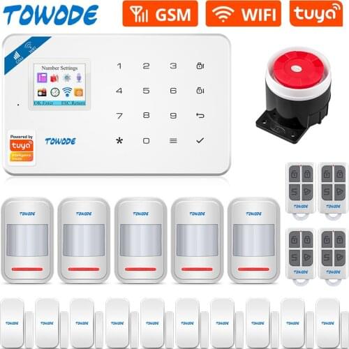 TOWODE WIFI GSM Tuya Smart Alarm System 6 Languages Switchable Phone Remote Control Home Security Motion Detection Alarm Kit