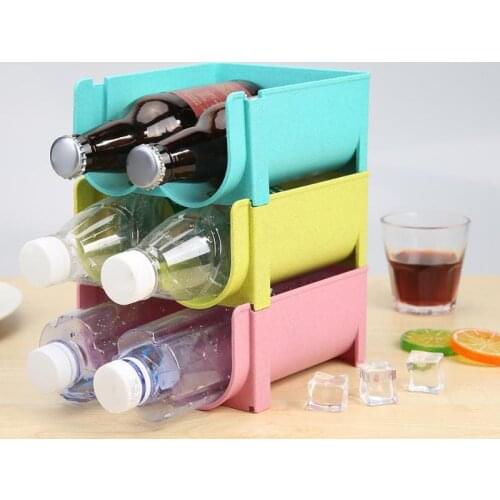 Beverage Drink Storage Rack Overlap Refrigerator Rack Shelf Can Beer Wine Bottle Holder Rack Space Saving Refrigerator Tray