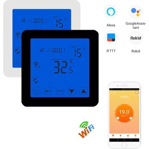 HY08 3A 16A LCD Touch Screen Thermostat For Electric Water Heating System Temperature Controller Regulator APP Controlled