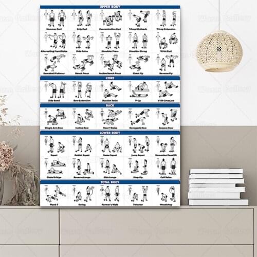 Dumbbell Workouts Sport Poster Abstract Wall Canvas Print Bodybuilding Painting Modern Decorative Picture Gym Room Decoration