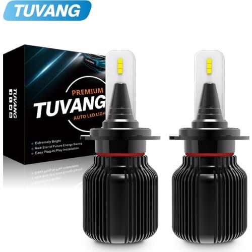 Tuvang Mini H7 H8 H11 H4 Hi/Lo Beam 9005 9006 HB3 HB4 9012 8000Lm Car LED Headlight Bulb CSP Chip 6000K Lamp White Fanless