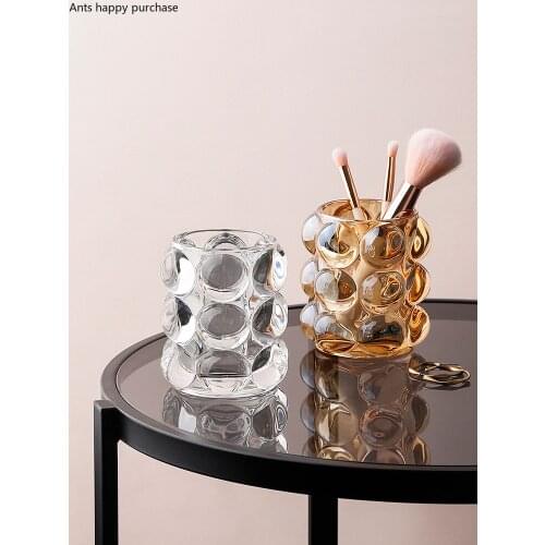 Creative Bubble Glass Storage Tube Makeup Brush Nail Brush Storage Jar Pen Holder Desktop Decoration Glass Container Home Decor