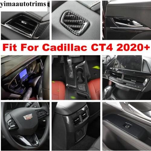 Air AC Outlet Vent / Reading Lights Lamp / Handle Bowl / Dashboard Panel Carbon Fiber Look Cover Trim For Cadillac CT4 2020 2021