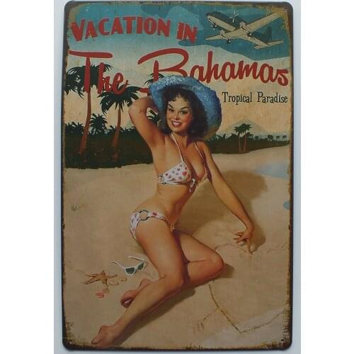 Vintage Beer Poster Metal Sign Retro Hot Sexy Wine Fish Coffee Girl Tin Plate Signs For Bar Pub Decor Plaques Kitchen Door Sign