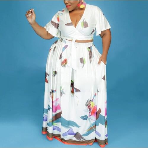 4XL 5XL Plus Size Skirts Sets for Women Large Tops & Skirts High Waisted Floor Length Elegant Evening Night Party Club Outfits