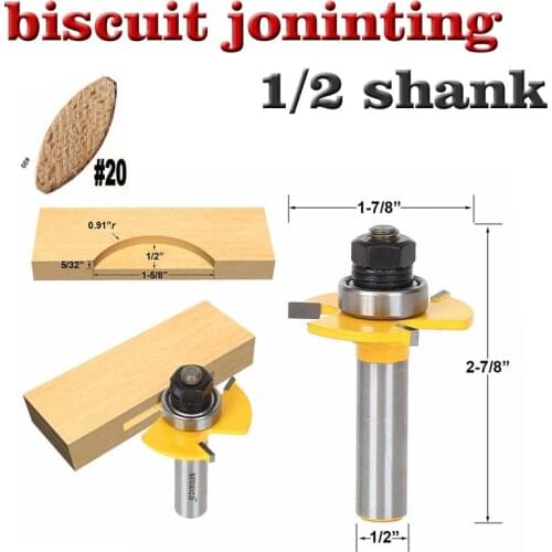 1pc 1/2" Shank Biscuit #20 Slotting 5/32"x1/2" Joint Assembly Router Bit Wood Cutting Tool woodworking router bits