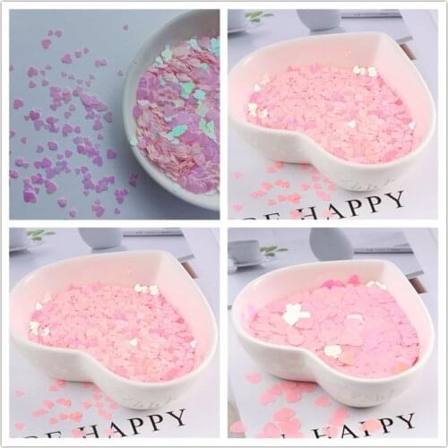 10G Multi Size 3mm 4mm 6mm Light Pink Heart Shape Polis Sequins PET Paillettes Nails Art Wedding DIY Lentejuelas Accessories