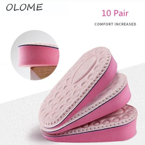 10 Pair Womens Invisible Heightening Half Pad Massage Soft And Comfortable Inner Height Increase Sneakers Canvas Shoe Heel Pad