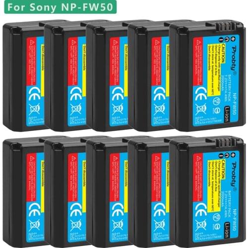 10 Pcs 2000mah NP-FW50 NP FW50 Rechargeable Battery for Sony NEX-7 NEX-5R NEX-F3 NEX-3D Alpha a5000 a6000 Alpha 7 a7II