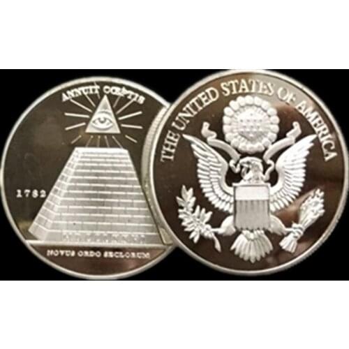 100 pcs Non Magnetic national emblem United states of America Ordo church badge Annuit Cceptis souvenir 40 mm decoration coin