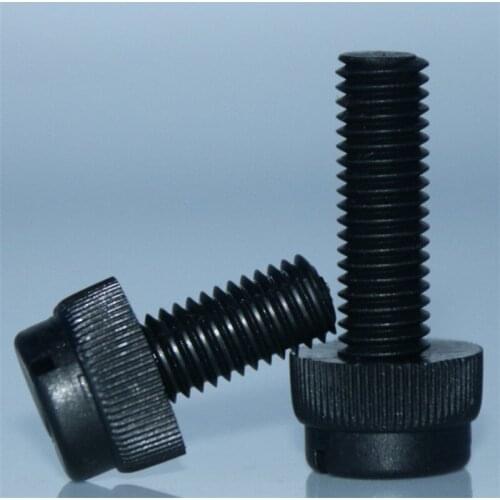 20pcs M6 PA66 nylon Slotted knurled hand screw one word plastic insulation handle knob grip bolt black color 6mm-60mm length