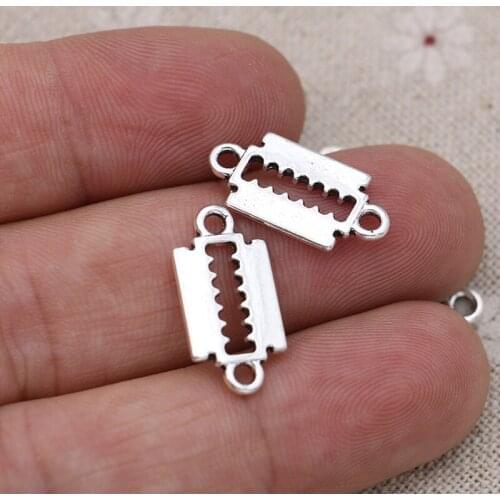 40pcs Tibetan Silver Plated DIY Blade Charms Pendants for Bracelet Jewelry Making Accessories Handmade Craft 20X10MM