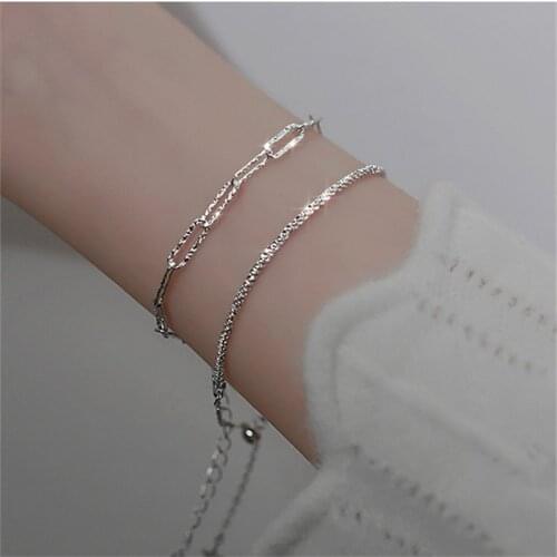 2PCS Bracelets For Women Jewelry Beautiful Gypsophila Geometric Bangle Female Silver Plated Bracelet Set For Girls Birthday Gift