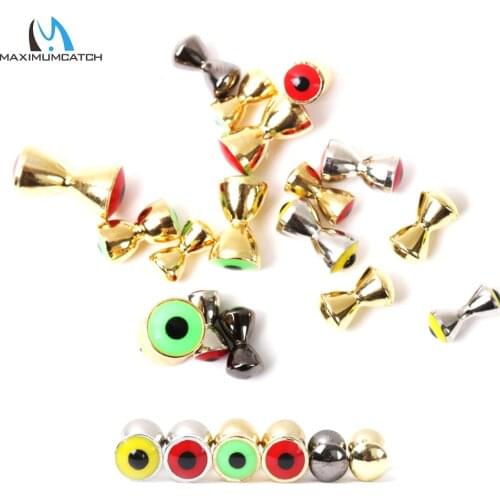 Maximumcatch 25Pc Fly Tying Beads 3.2/4.0/4.8/5.5/6.3mm Brass Dumbbell With Eyes Fly Tying Material