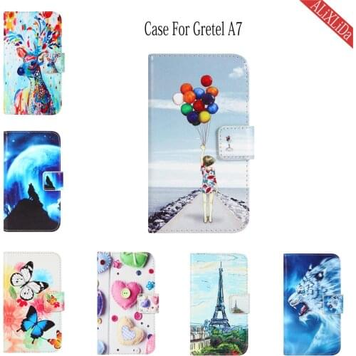 Case For Gretel A7 Case Fashion Cartoon Pattern High Quality leather protective cover Mobile phone bag