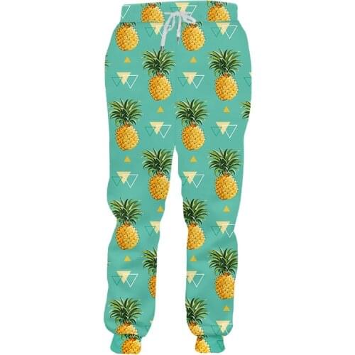 CJLM Fruit Pants Yellow Pineapple Trousers Geometric Green Leaves Mens Womens Loose Bottoms Street Slim Suit Series Daily New