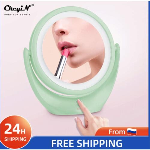 Ckeyin 1/5X Magnifying Lighted Makeup Mirror Portable Led Make Up Vanity Mirrors Usb Rechargeable Rotatable Cosmetic Mirror