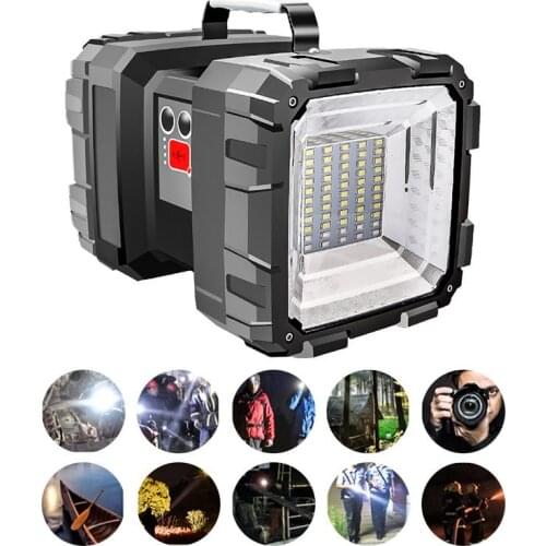 Double Head Flashlight Portable Searchlight USB Rechargeable Power Bank Handheld Outdoor Emergency Led Flashlights Hunting Light
