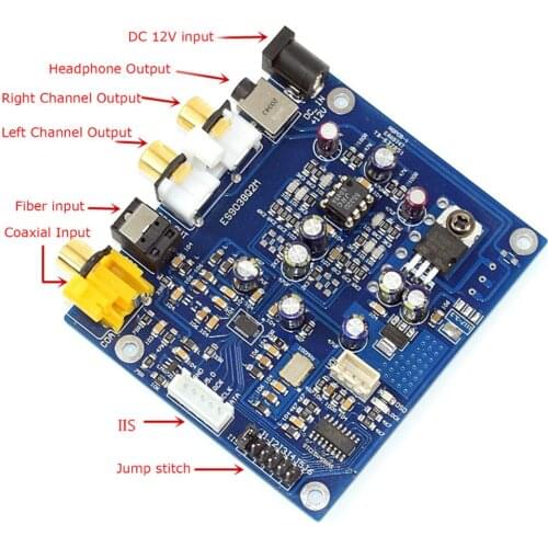 ES9038 Q2M I2S DSD Fiber Coax DAC Input Decoder Board YJ
