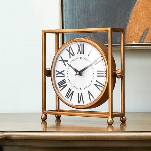 ART VINTAGE TABLE CLOCK METAL EUROPEAN MINIMALIST CREATIVE SILENT LIVING ROOM DESKTOP DESK CLOCK RELOJ DE MESA HOME DECOR DA60ZZ