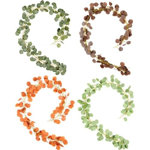 Artificial Eucalyptus Hanging Rattan Green Plant Decoration Greenery Home Greenery Wall Backdrop Arch