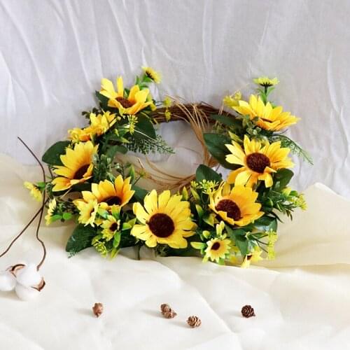 Artificial Yellow Sunflower Wreath Wedding Easter Home Living Room Simulation Wreath Decoration
