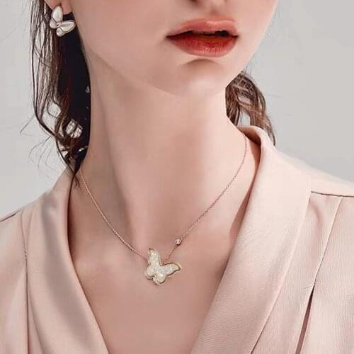 Drip glaze Butterfly Necklace Pendant Contracted Multicolor Butterflies Charm Handmade Cute Chain Delicate Jewelry Women Girls