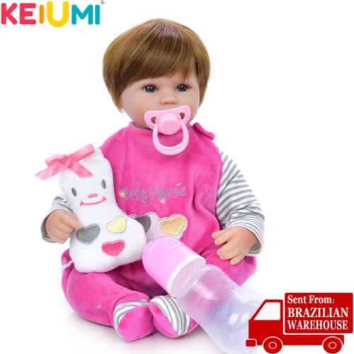 Hot Soft Reborn Baby Vinyl Lifelike 17Inch Educational Reborn Boneca Doll Girl Playmates Stuffed Dolls For kids Birthday Gift