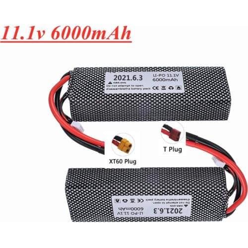 11.1v 6000mAh 30C Lipo Batterry For RC Drone Boat Quodcopter Spare Parts 3s 5200mah 11.1v Batteries T/XT60 Plug