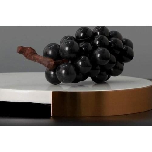 Natural Marble Simple Modern Grape Ornaments Hotel Cabinet Bookshelf Office Table Handicraft (Black)