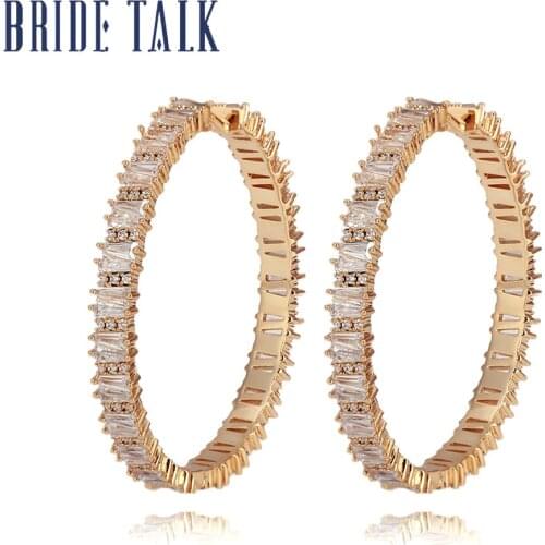 Bride Talk Personality Hot Sale Cubic Zirconia Super Circle Hoop Earring For Women Fashion Jewelry Trendy Retro Round Earrings