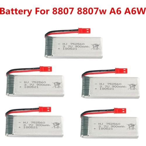 New 5pc 3.7V 900mAh High Capacity li-po Battery for 8807W Pocket Drone Selfie Fold Remote Control Accessories Replacement K5