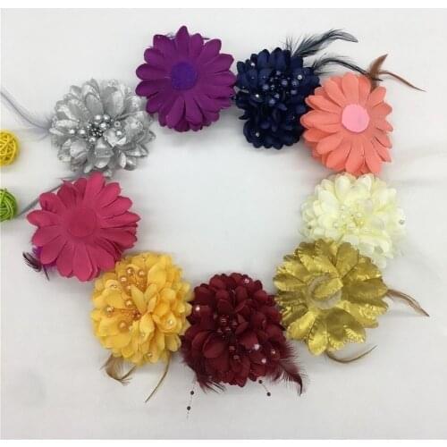 New arrive Flowers 3D Sequin Feather Wreath ABS Pearl Artificial Flower Felt-cloth Home Decoration Accessories For Needlework