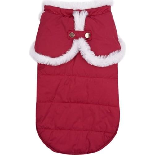 Dogs Waterproof Warm Fleece Autumn Winter Coat Cloak Design Jacket With Pocket Thick With Shawl Cape Dog Parkas Pet Suit