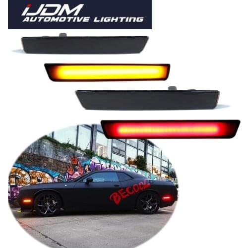 Front Amber Rear Red Car LED Side Marker Lights For 2008-2014 Dodge Challenger, For 2011-2014 Dodge Charger Rear Side Light 12V