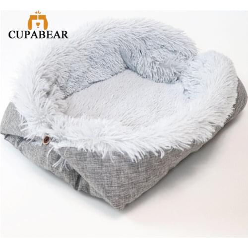 Plush Soft Winter Cat Rug Dog Bed Warm Dual Purpose Fleece Blanket Collapsible Kitten Mat Cushon House for Large Small Nest
