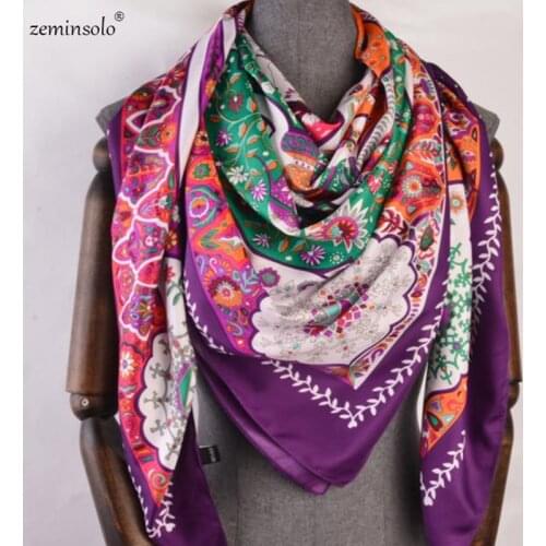 130*130cm Plant jungle sun Luxury Brand Scarf Women Head Scarves Shawls Twill Silk Square Hijab Scarf Foulard Bandana Kerchief