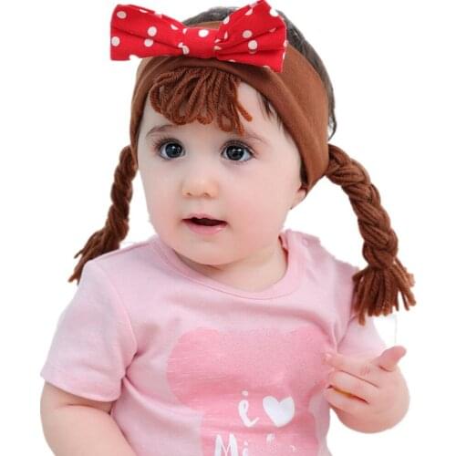 Most popular Cute Girls Hair Bangs Bowknot wig Head Band PHotography Headbands Polka Dot Hair Accessories