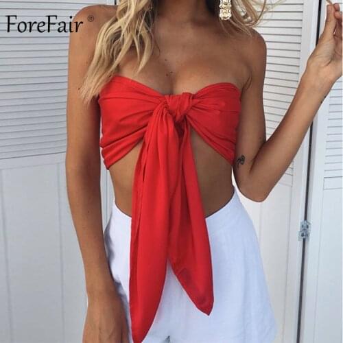 Forefair Bandage Crop Top Sexy Off Shoulder Party Club Multi Way Wrap Cross Lace Up Camisole Backless Beach Summer Tops