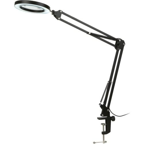 Magnifying Glass Magnifier with LED Clamp Clip Light 8X Magnification 10 Level Adjustable Brightness Dimmable 3Color Temperature